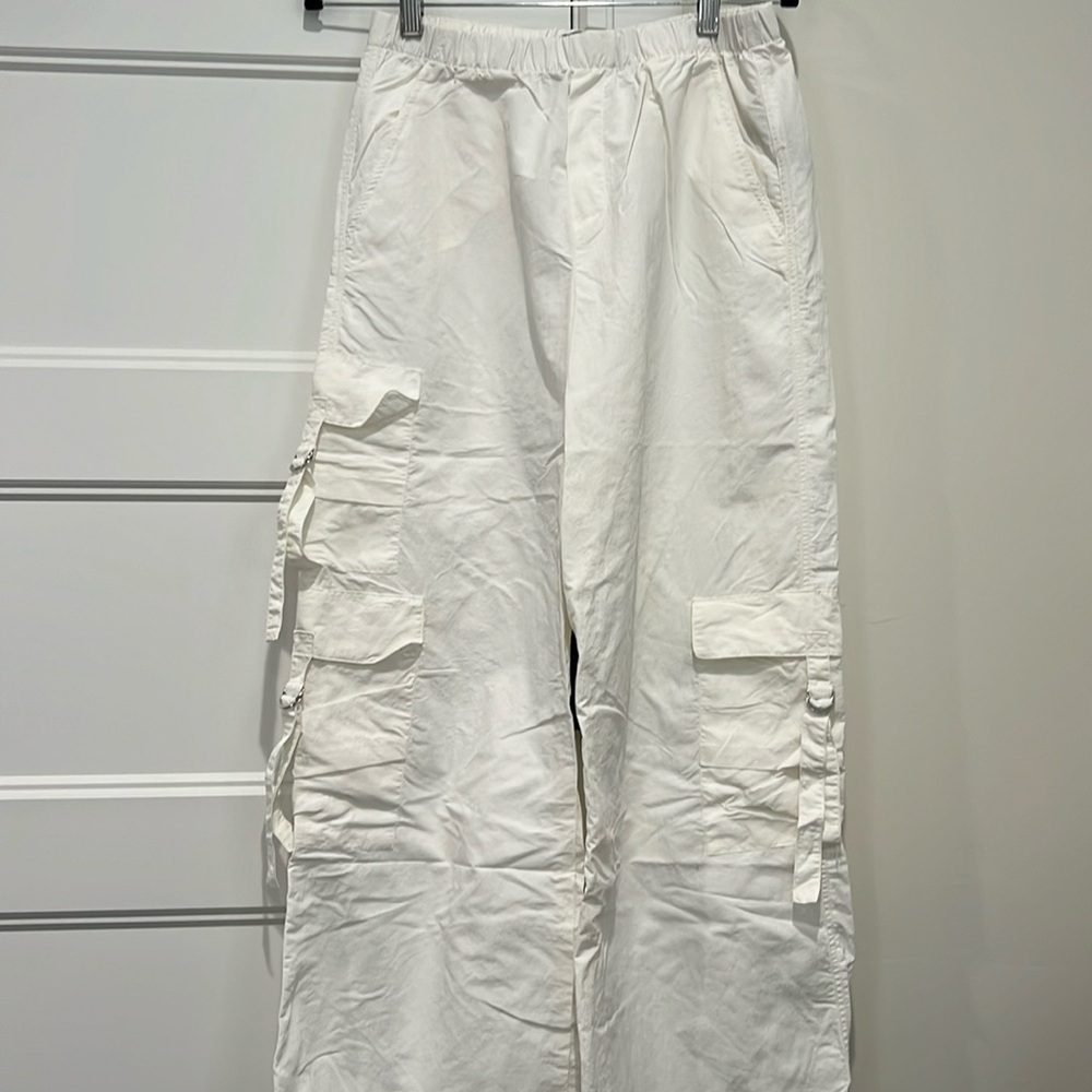 Zara White Parachute Pants (XS)